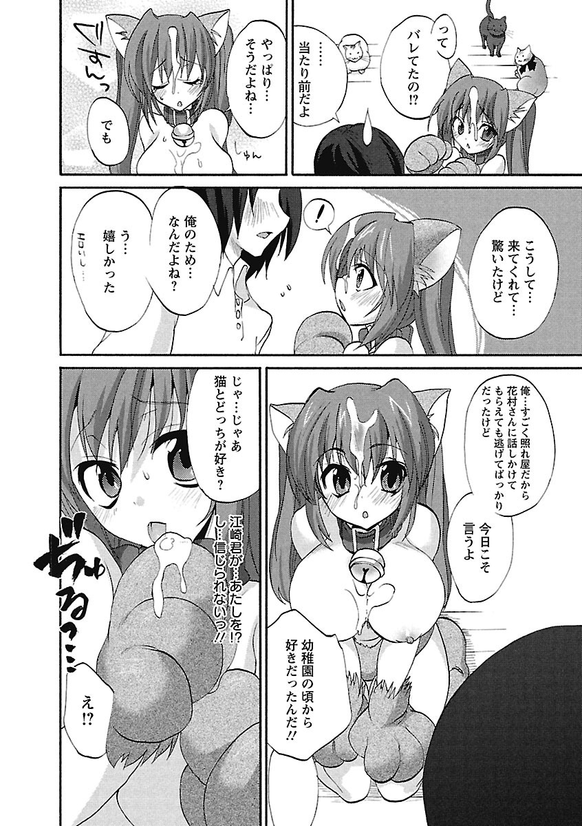 【エロ漫画】ネコのコスプレをして誘惑してくる巨乳の美少女…おっぱい揉みをされパイズリフェラでご奉仕すると生ハメ中出しトロ顔で絶頂アクメ堕ちしちゃう【三色網戸。：ネコミミハッスル！】
