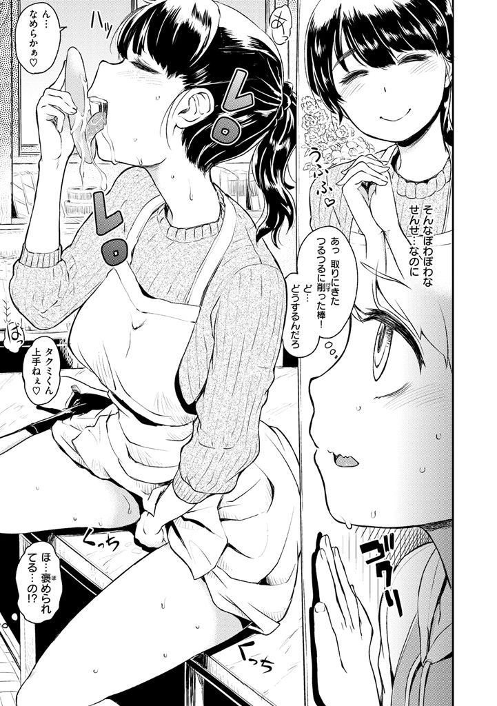 【エロ漫画】オナニーを覗かれたショタを誘惑する淫乱お姉さん…パイズリフェラや手コキをして生ハメ中出し逆レイプしちゃう【タカハシノヲト：ワスレモノ】