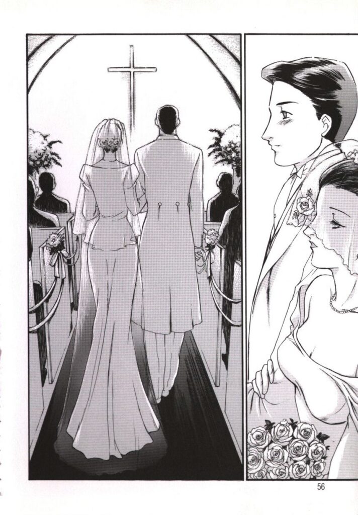 【エロ漫画】結婚式の前に激しく愛し合うふたり…ご奉仕フェラをして生ハメ中出しイチャラブセックスしちゃう【ふじいあきこ, 秋山道夫：密か妻】