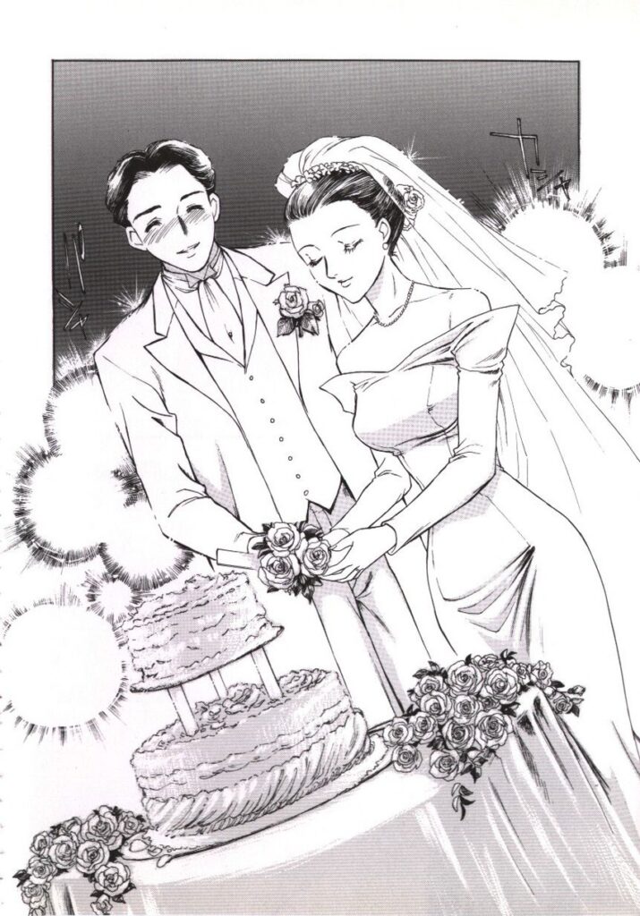 【エロ漫画】結婚式の前に激しく愛し合うふたり…ご奉仕フェラをして生ハメ中出しイチャラブセックスしちゃう【ふじいあきこ, 秋山道夫：密か妻】