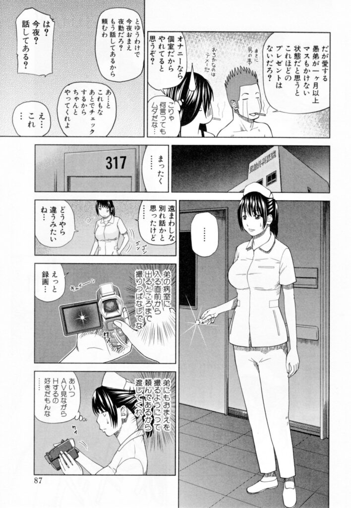 【エロ漫画】彼氏の弟の性処理をする巨乳ナース…彼氏に頼まれて彼氏の弟に手コキしながらディープキスをする！【黒木秀彦：ユニフォームズ】