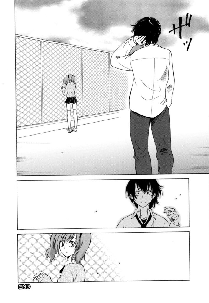 【エロ漫画】学校の屋上でイチャラブセックスしちゃうJK…シックスナインでご奉仕フェラをして生ハメ中出しセックスしちゃう【音乃夏：歪な図形】